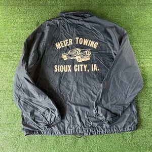 Vintage 60’s- 70’s Meier Towing Sioux City , IA navy blue windbreaker jacket